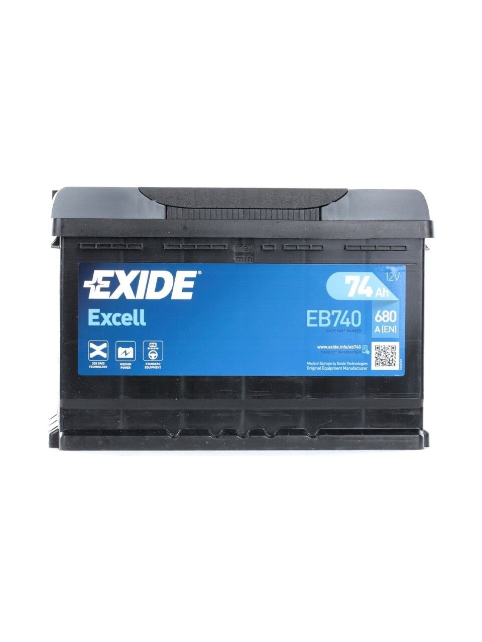 EXİDE Excell Akü 12V 680A 74Ah Düz Tırnaklı EB740