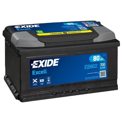 EXİDE Excell Akü 12V 700CCA 80 Ah Düz Tırnaklı EB802