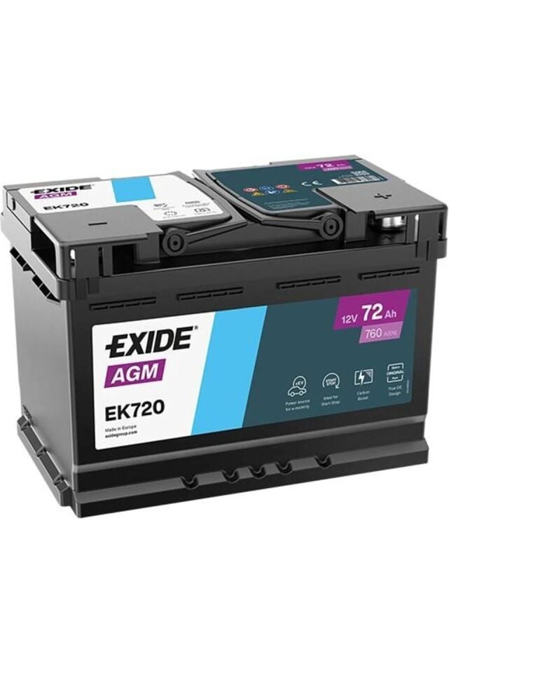 EXİDE AGM Akü 12V 760A 72Ah Düz Tırnaklı EK720