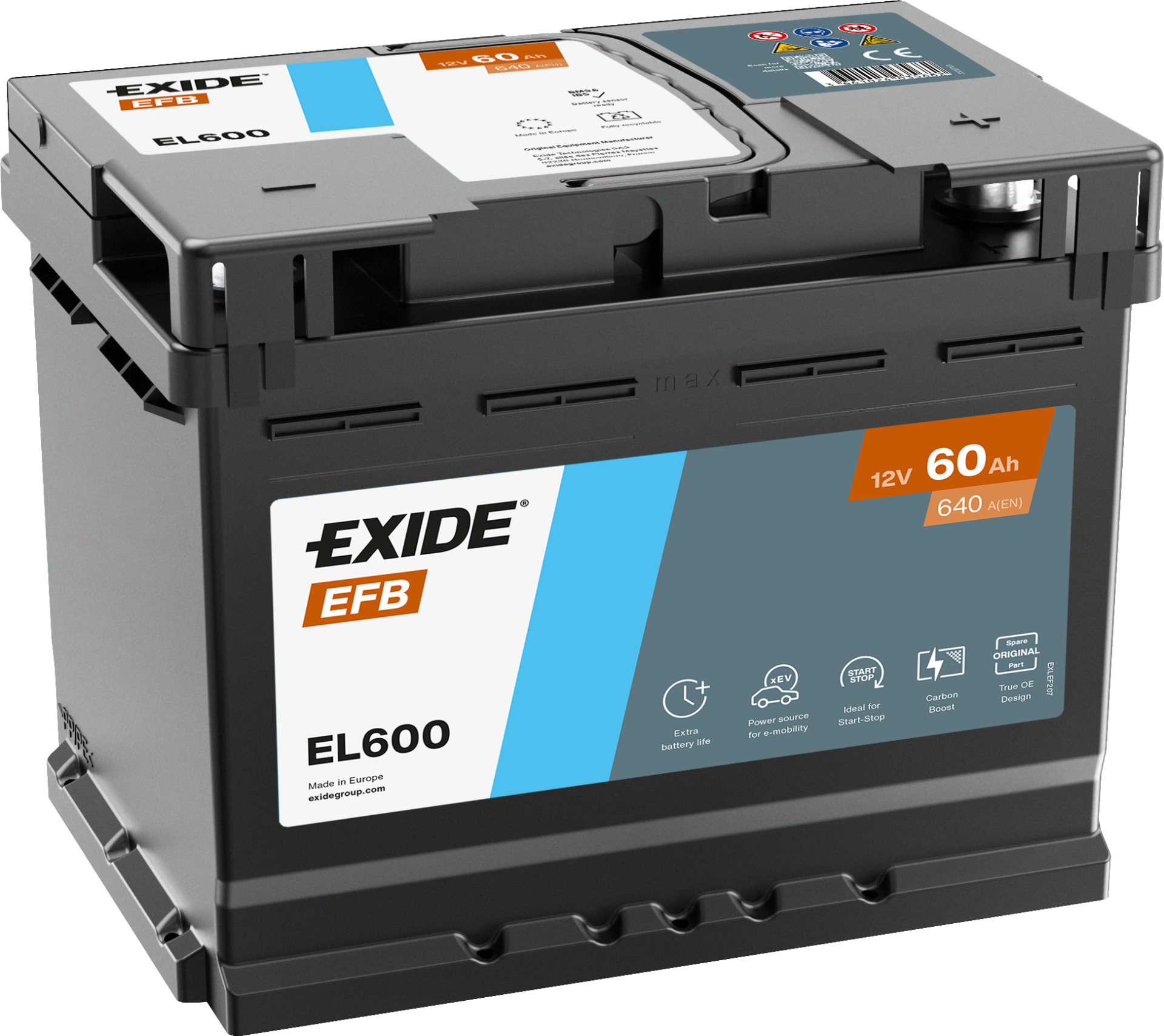 EXİDE EFB Akü 12V 640A 60Ah EL600